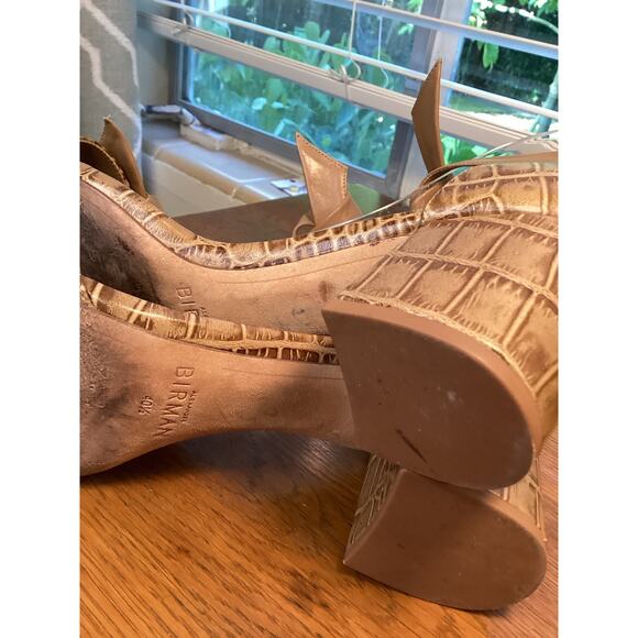 Alexandre Birman Clarita Beige Nude Croc Block Heel Sandal Ankle Wrap 40.5  9.5 - Picture 7 of 9